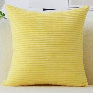 Oversized ‘Couch Floor Bed’ Yellow Ribbed Throw Pillow Cover